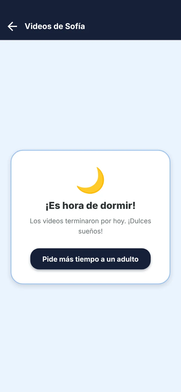 Pantalla de hora de dormir